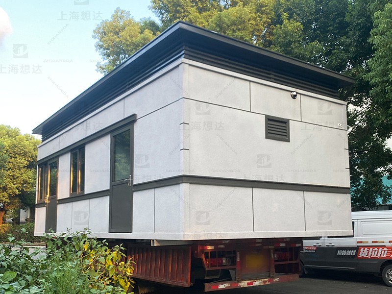 偏灰?guī)\藍真石漆崗亭05